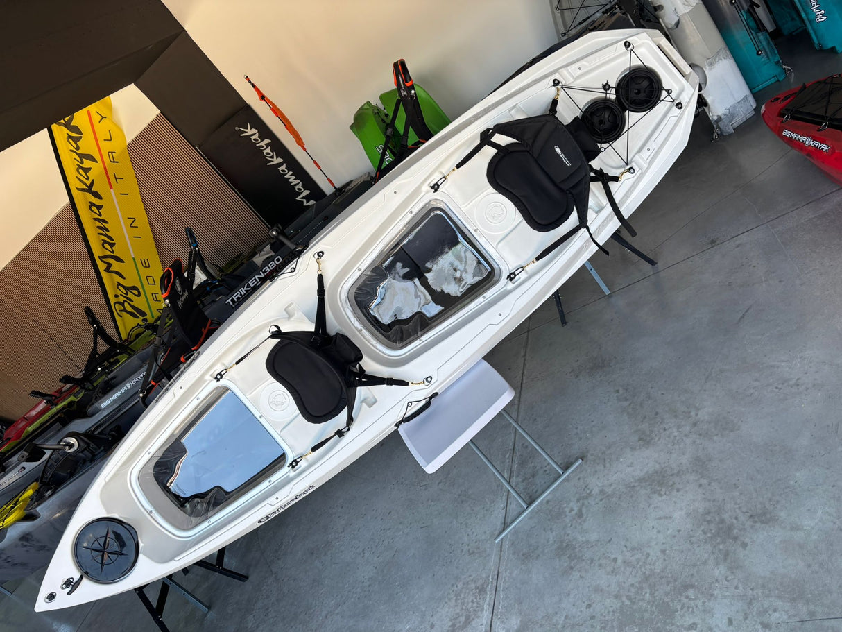 Big Mama Kayak Glass, Kayak Trasparente con oblò per guardare il fondale, incluso 2 pagaie,2 sedili, ruote, gavone Full pack