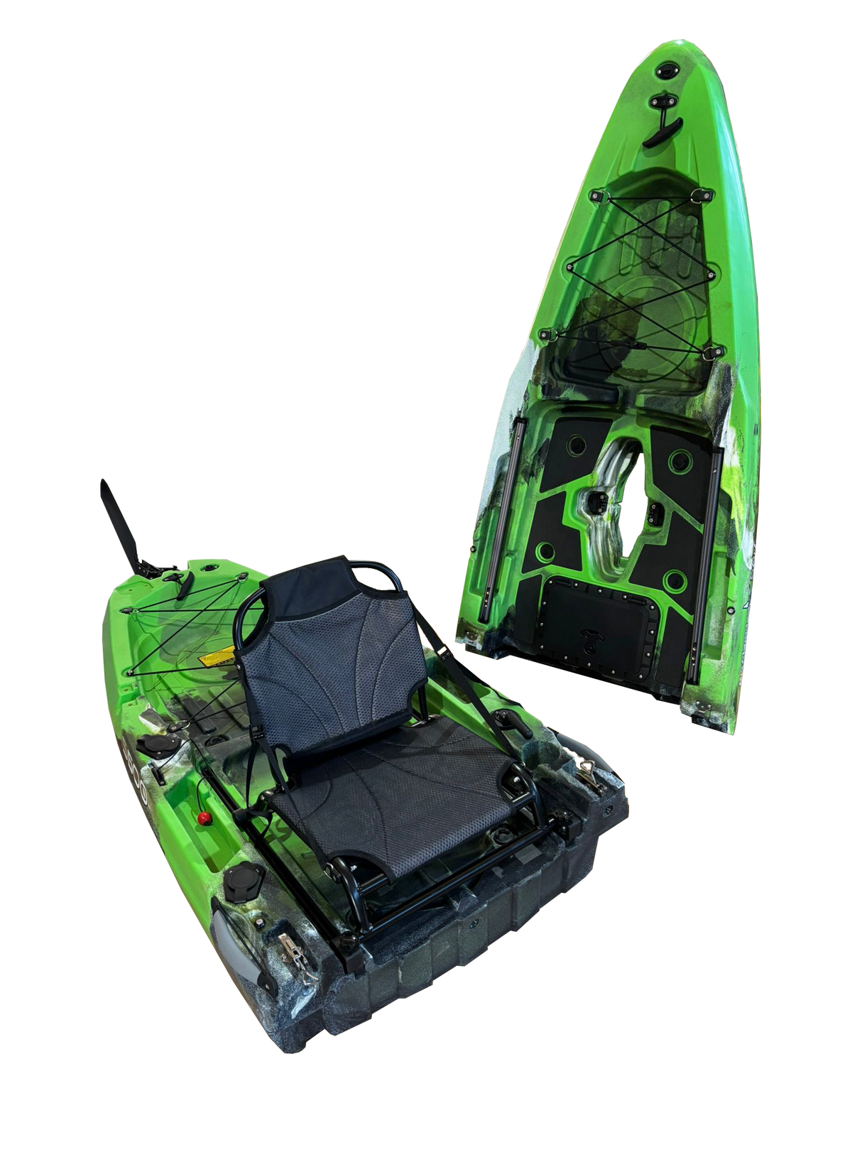 Kayak monoposto divisibile a pedali con pinne Big Mama START S500 componibile + Garmin striker VIVID 5 cv + kit schermo ecoscandaglio