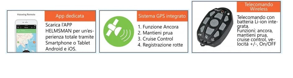 Haswing Italia Motore kayak da prua modello Cayman 55LB cod. HSW50736_152 - gambo 152 cm funzione ancora e GPS per MARE e LAGO