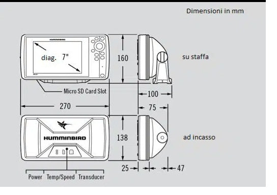 Ecoscandaglio Humminbird HELIX 7 CHIRP DS GPS G4 cod.JH-H7-600