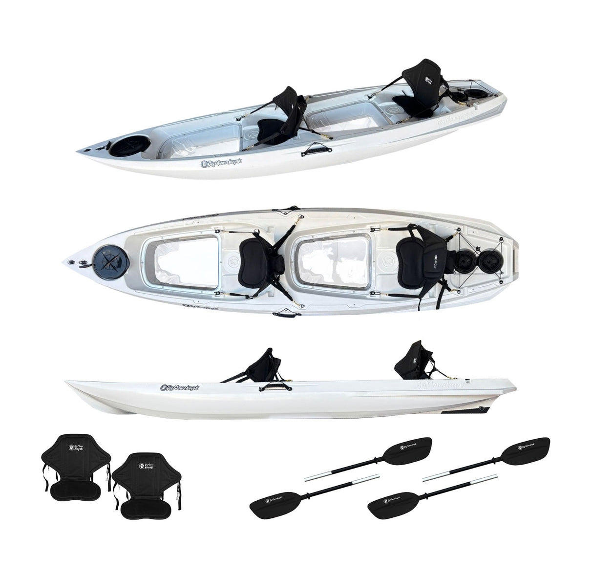 Big Mama Kayak Glass, Kayak Trasparente con oblò per guardare il fondale, incluso 2 pagaie,2 sedili, ruote, gavone Full pack