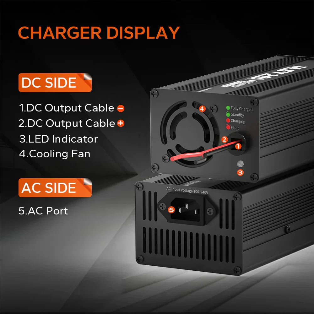 LiTime Caricabatterie al Litio LiFePO4 da 12V 20A - Caricatore Li Time