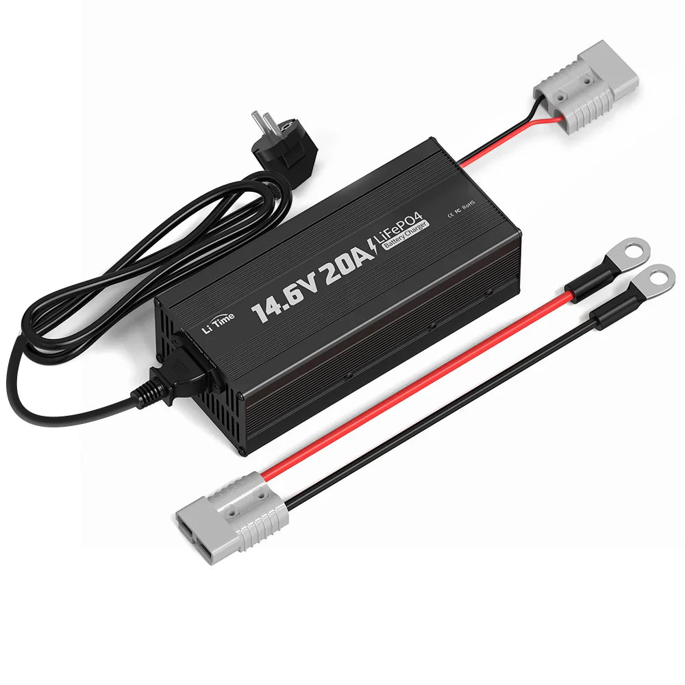 LiTime Caricabatterie al Litio LiFePO4 da 12V 20A - Caricatore Li Time