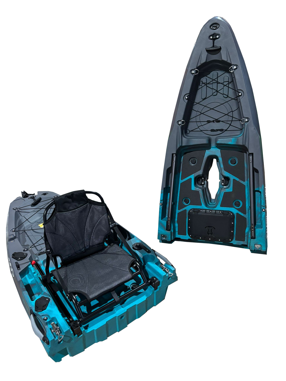 Kayak monoposto divisibile a pedali con pinne Big Mama START S500 componibile + Garmin striker VIVID 5 cv + kit schermo ecoscandaglio