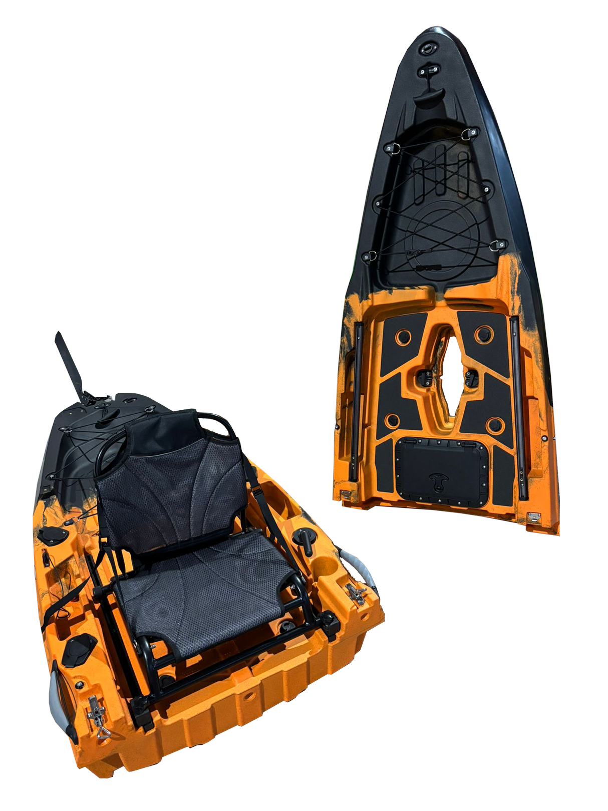 Kayak monoposto divisibile a pedali con pinne Big Mama START S500 componibile + Garmin striker VIVID 5 cv + kit schermo ecoscandaglio