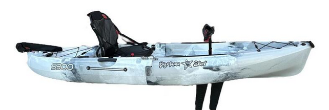 Kayak divisibile a pedali con pinne BIG MAMA START S300 monoposto componibile + motore BIXPY K1 Outboard Kit con batteria PP-378 Wh v4 + Adattatore Low Profile Thruhull Pedal Drive