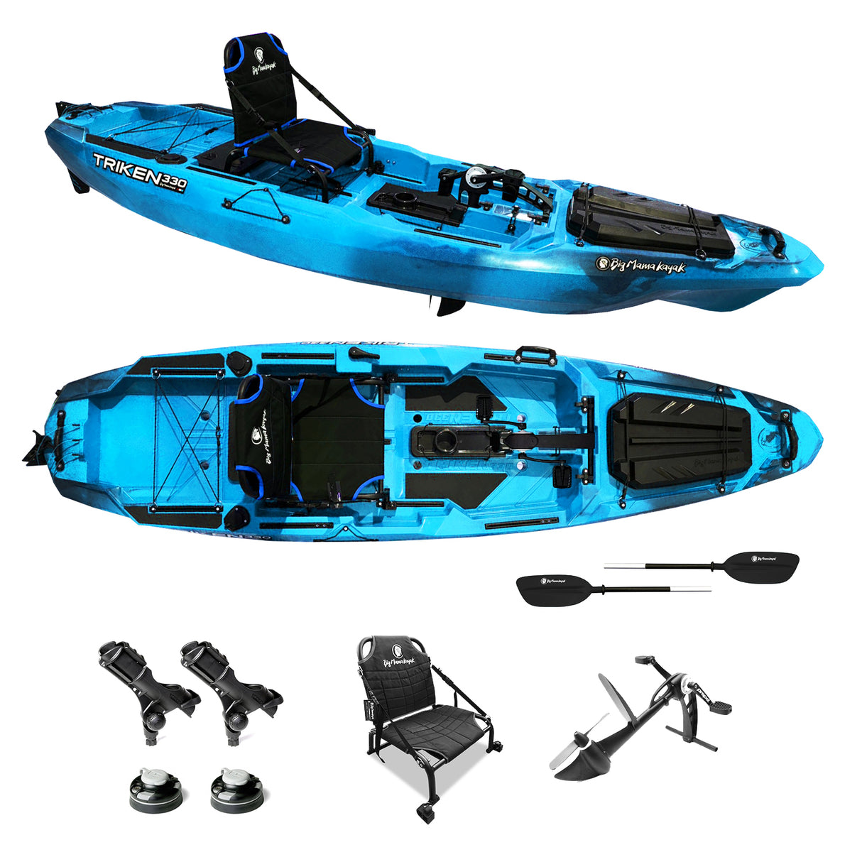 Kayak a pedali BIG MAMA KAYAK A PEDALI TRIKEN 330 - incluso Pedali, portacanne, Pagaia,