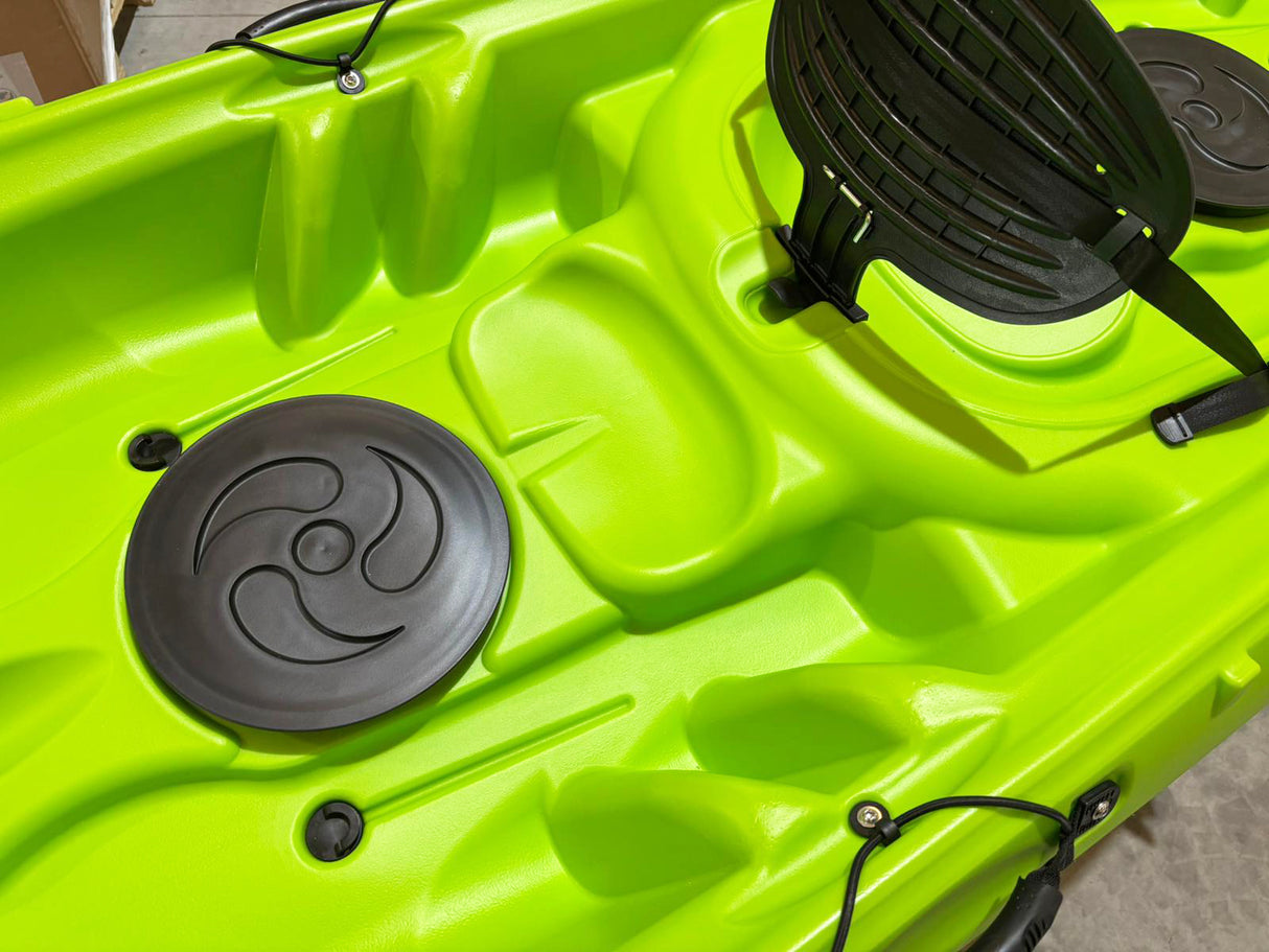 Canoa da mare e lago 3 posti modelli GIL FAMILY, inclusi 2 sedili e 2 pagaie e ruote di trasporto col. verde