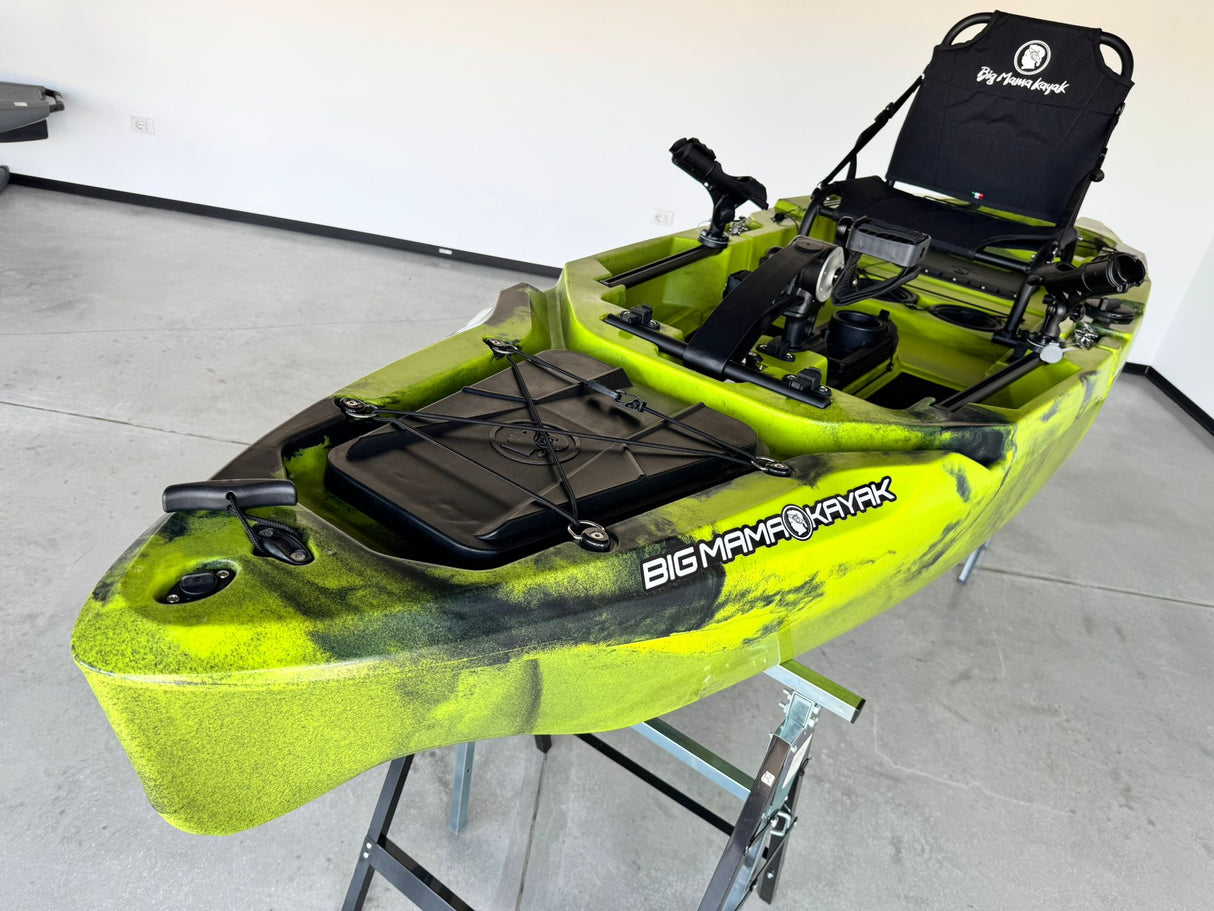 Kayak da pesca a Pedali divisibile Big Mama Triken 330 Live S, con ruote e vasca del vivo - SCAFO GRIGIO NERO, gavone NERO