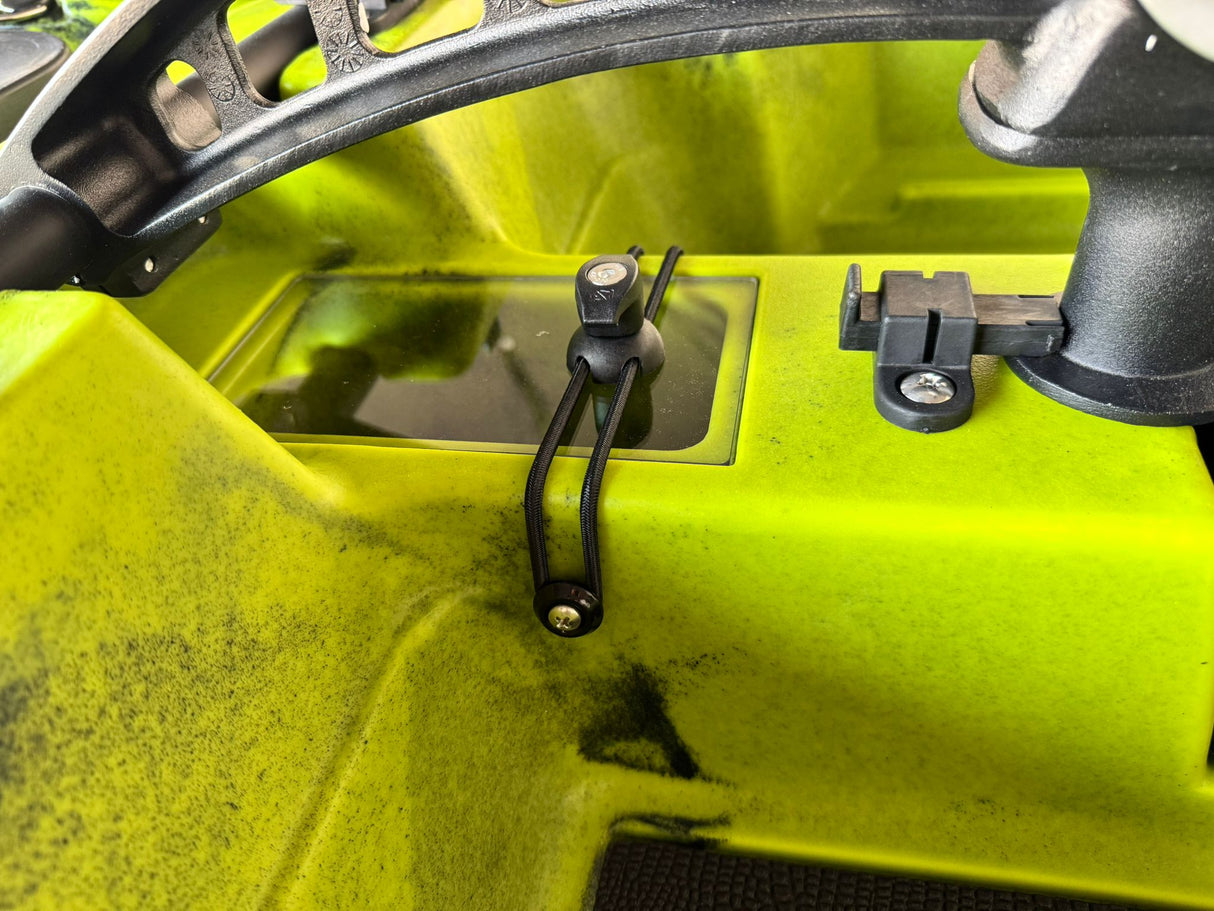 Kayak fishing a Pedali divisibile Big Mama Triken 330 Live S, con ruote e vasca del vivo - SCAFO GRIGIO NERO, gavone GIALLO