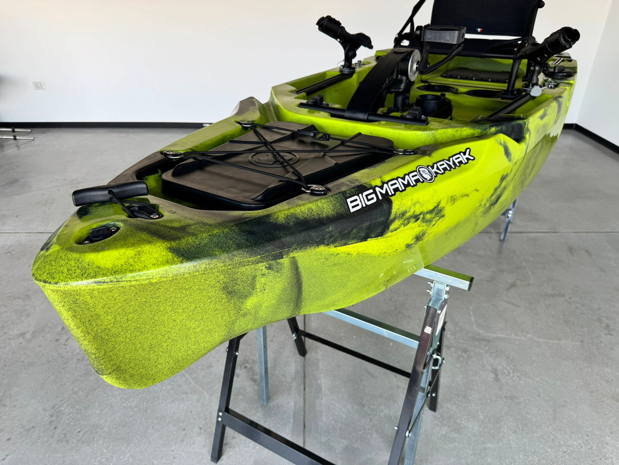Kayak da pesca a Pedali divisibile Big Mama Triken 330 Live S, con ruote e vasca del vivo - SCAFO GRIGIO NERO, gavone NERO
