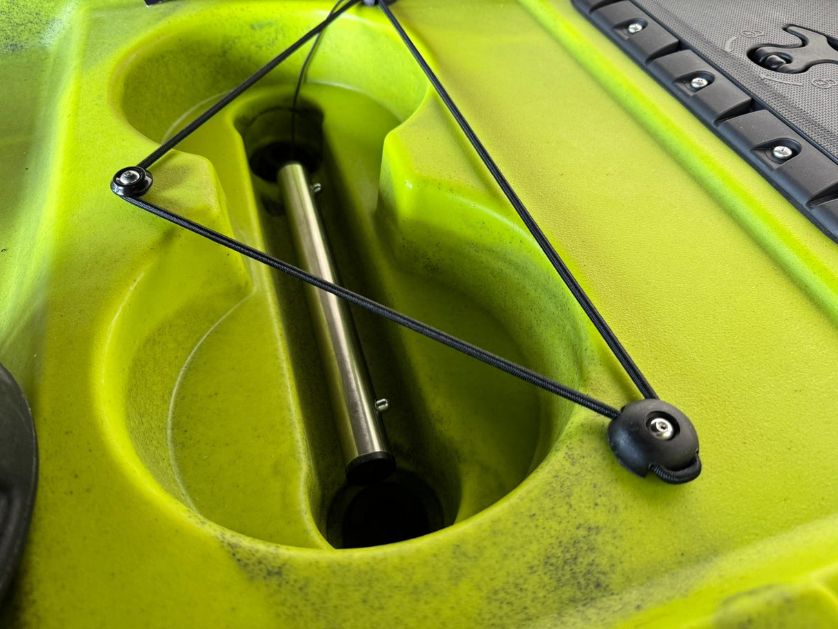 Kayak da pesca a Pedali divisibile Big Mama Triken 330 Live S, con ruote e vasca del vivo - SCAFO GRIGIO NERO, gavone NERO