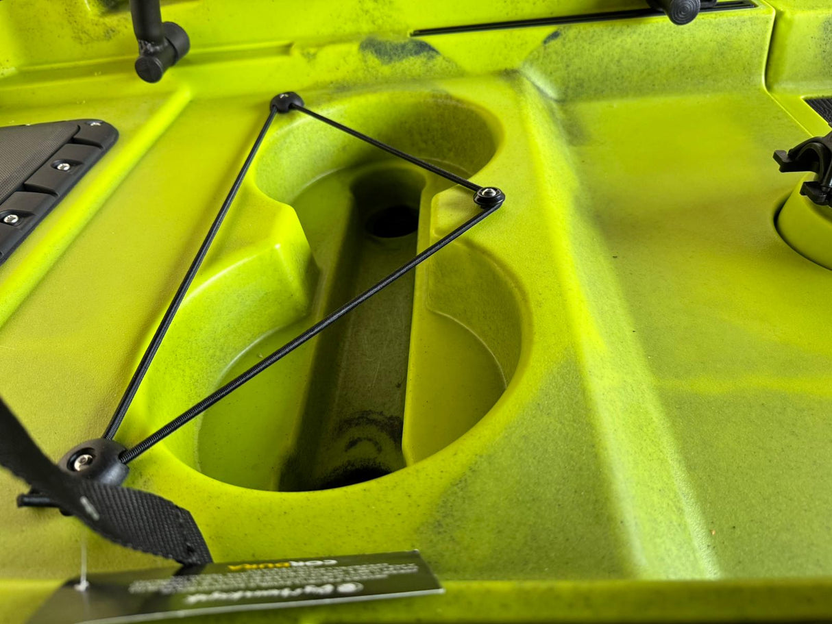 Kayak da pesca a Pedali divisibile Big Mama Triken 330 Live S, con ruote e vasca del vivo - SCAFO GRIGIO NERO, gavone NERO