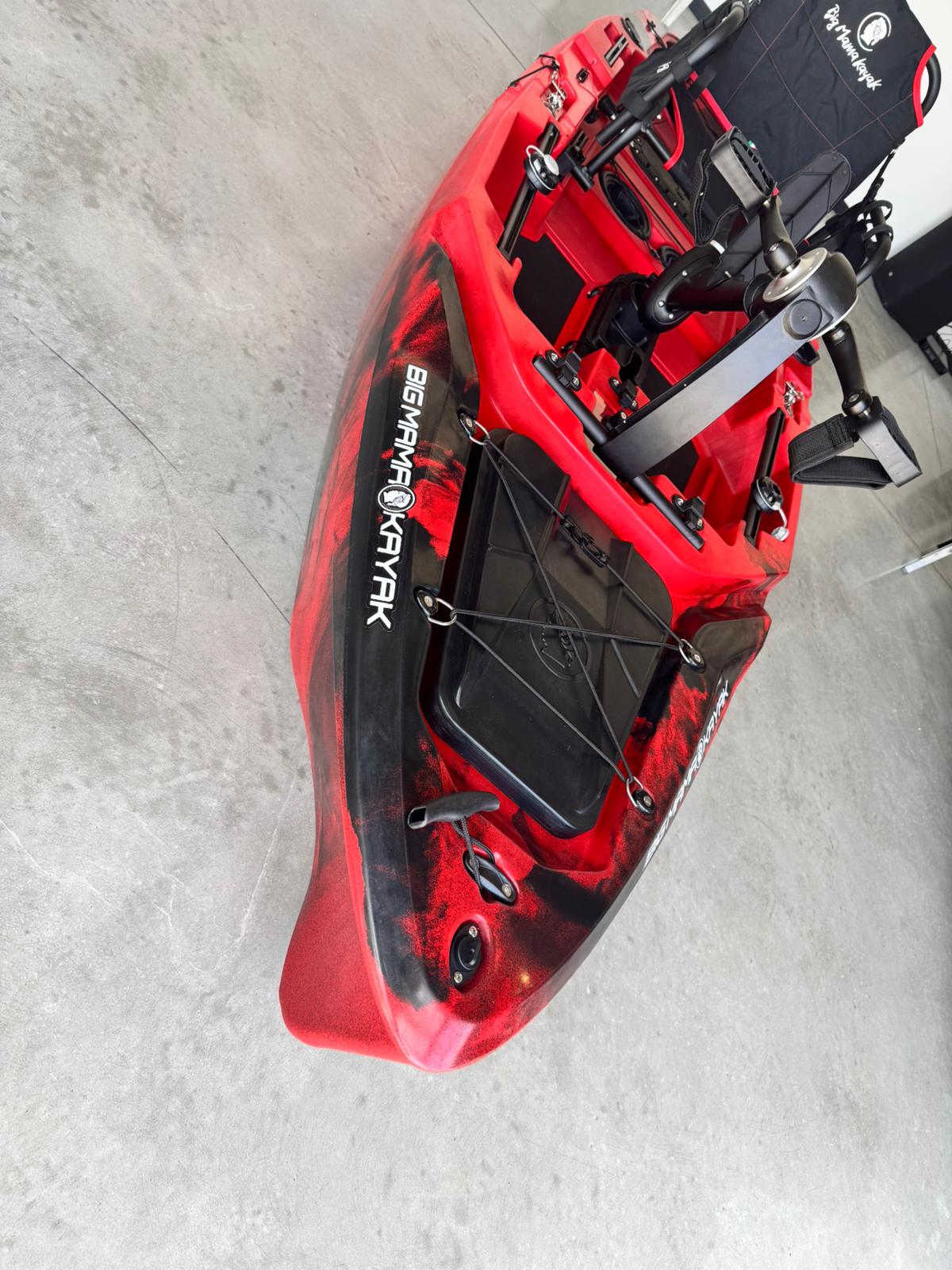 Kayak da pesca a Pedali divisibile Big Mama Triken 330 Live S, con ruote e vasca del vivo - SCAFO GRIGIO NERO, gavone NERO