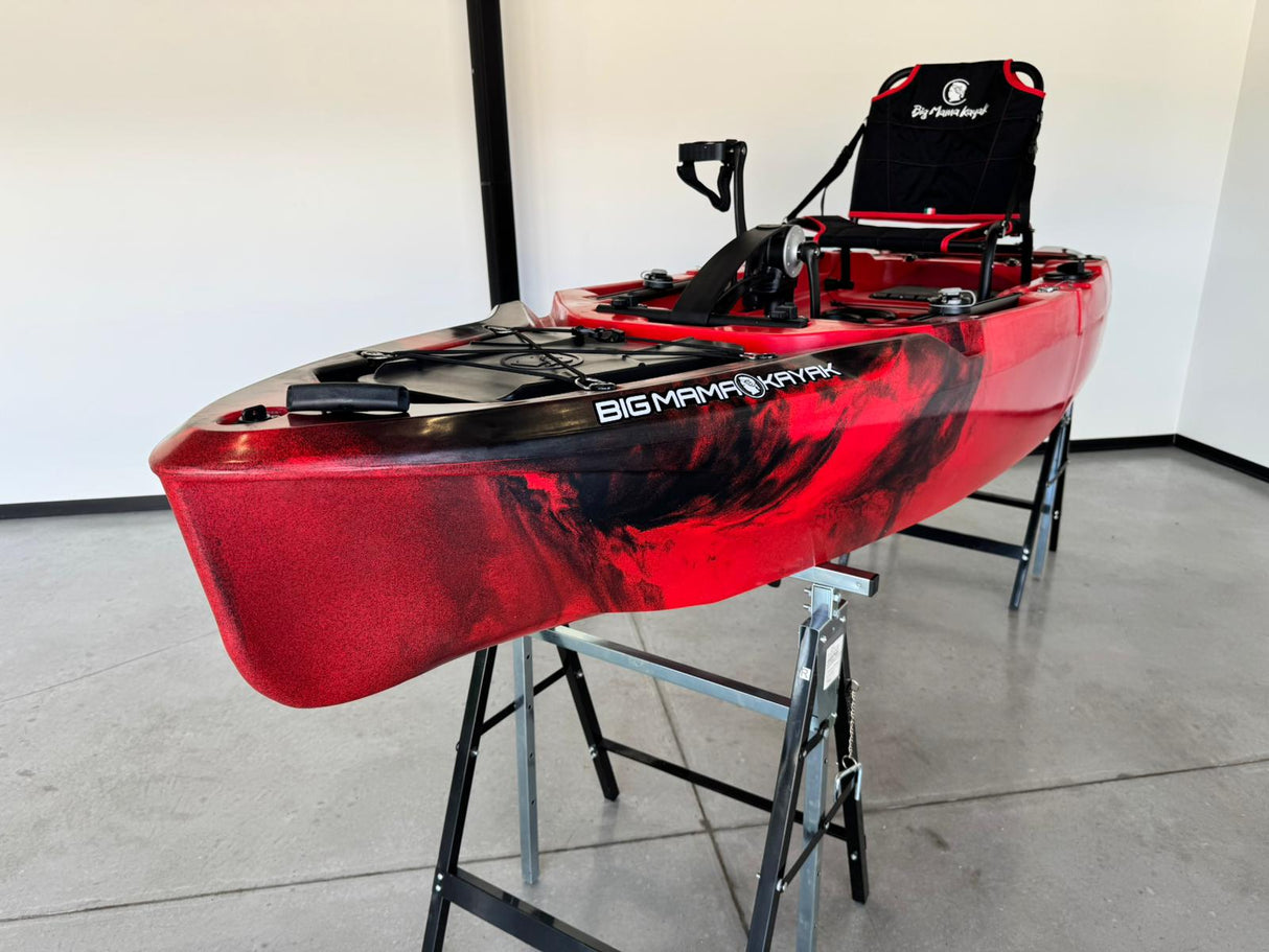 Kayak da pesca a Pedali divisibile Big Mama Triken 330 Live S, con ruote e vasca del vivo - SCAFO GRIGIO NERO, gavone NERO