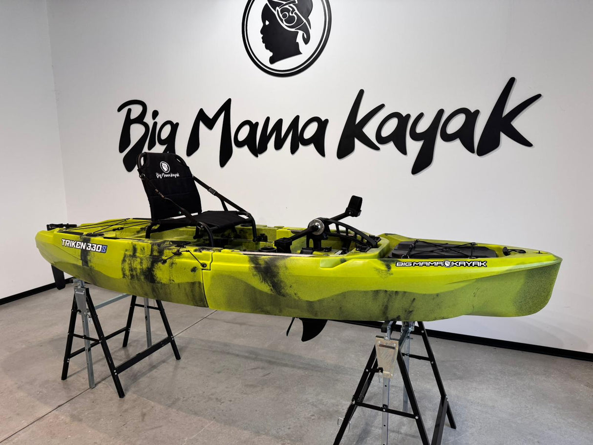 Kayak fishing a Pedali divisibile Big Mama Triken 330 S divisibile + supporto motore centrale + motore Minn Kota RIPTIDE TRANSOM 40 + pedaliera