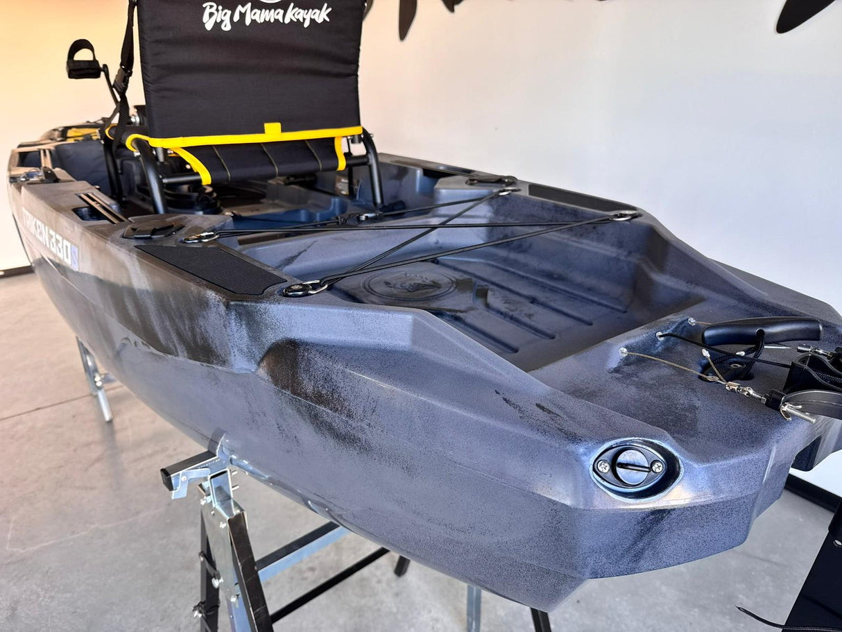 Kayak fishing a Pedali divisibile Big Mama Triken 330 S divisibile + supporto motore centrale + motore Minn Kota RIPTIDE TRANSOM 40 + pedaliera