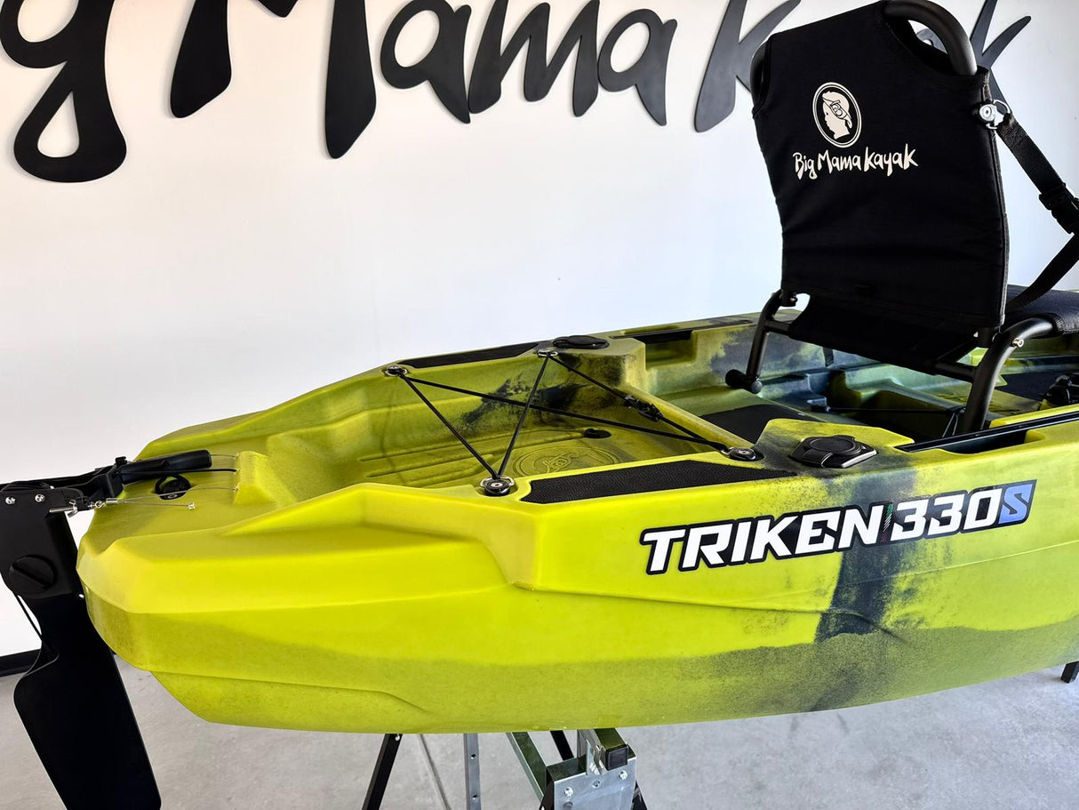 Kayak fishing a Pedali divisibile Big Mama Triken 330 S divisibile + supporto motore centrale + motore Minn Kota RIPTIDE TRANSOM 40 + pedaliera