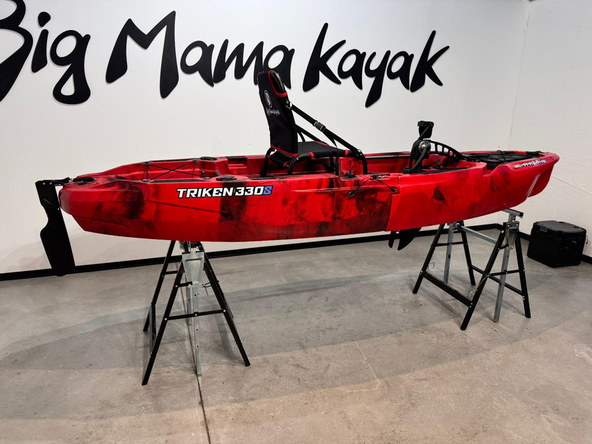Kayak fishing a Pedali divisibile Big Mama Triken 330 S divisibile + supporto motore centrale + motore Minn Kota RIPTIDE TRANSOM 40 + pedaliera