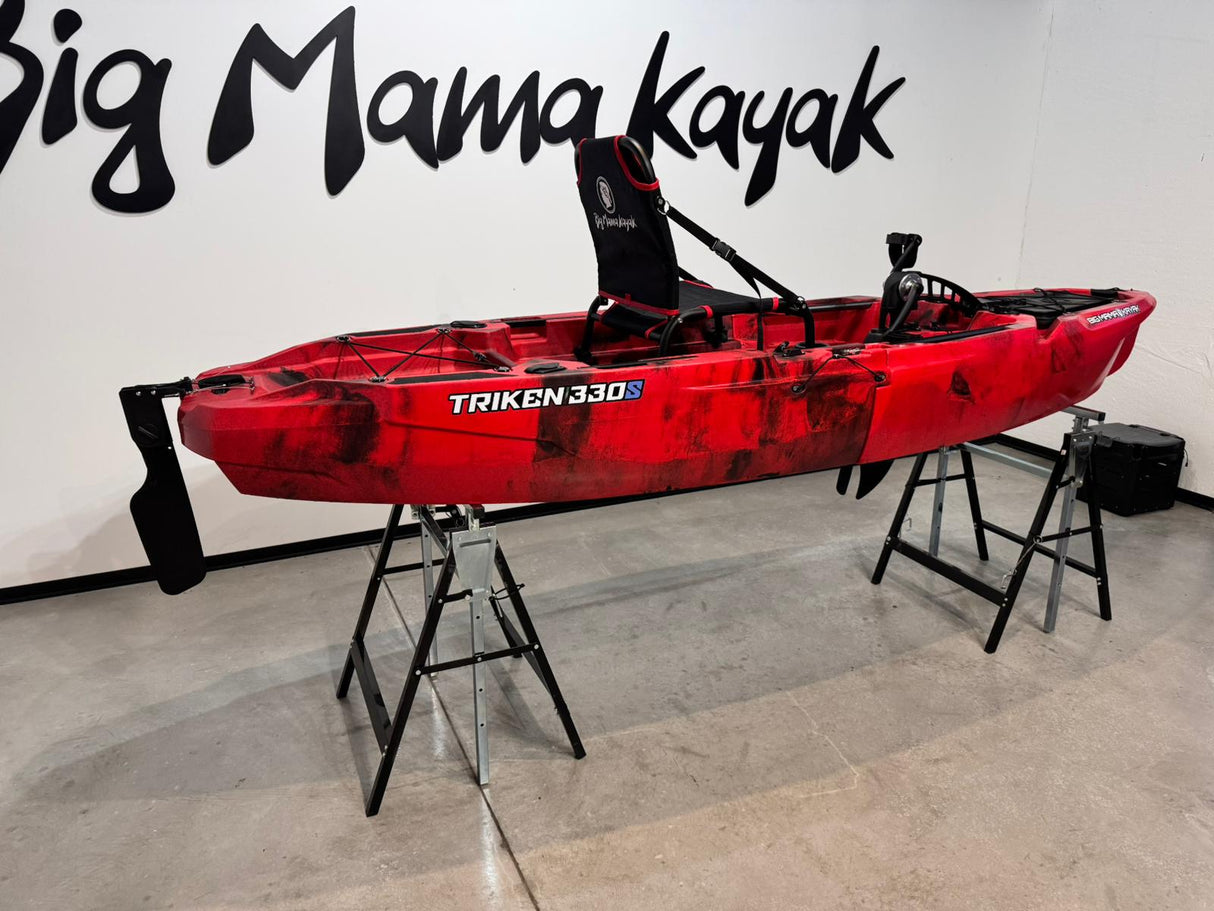 Kayak fishing a Pedali divisibile Big Mama Triken 330 S divisibile + supporto motore centrale + motore Minn Kota RIPTIDE TRANSOM 40 + pedaliera