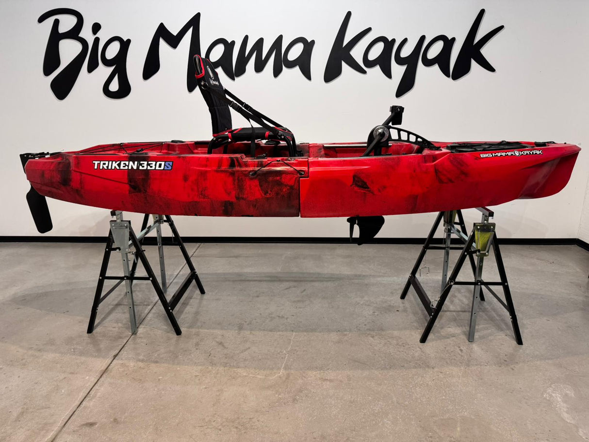 Kayak fishing a Pedali divisibile Big Mama Triken 330 S divisibile + supporto motore centrale + motore Minn Kota RIPTIDE TRANSOM 40 + pedaliera