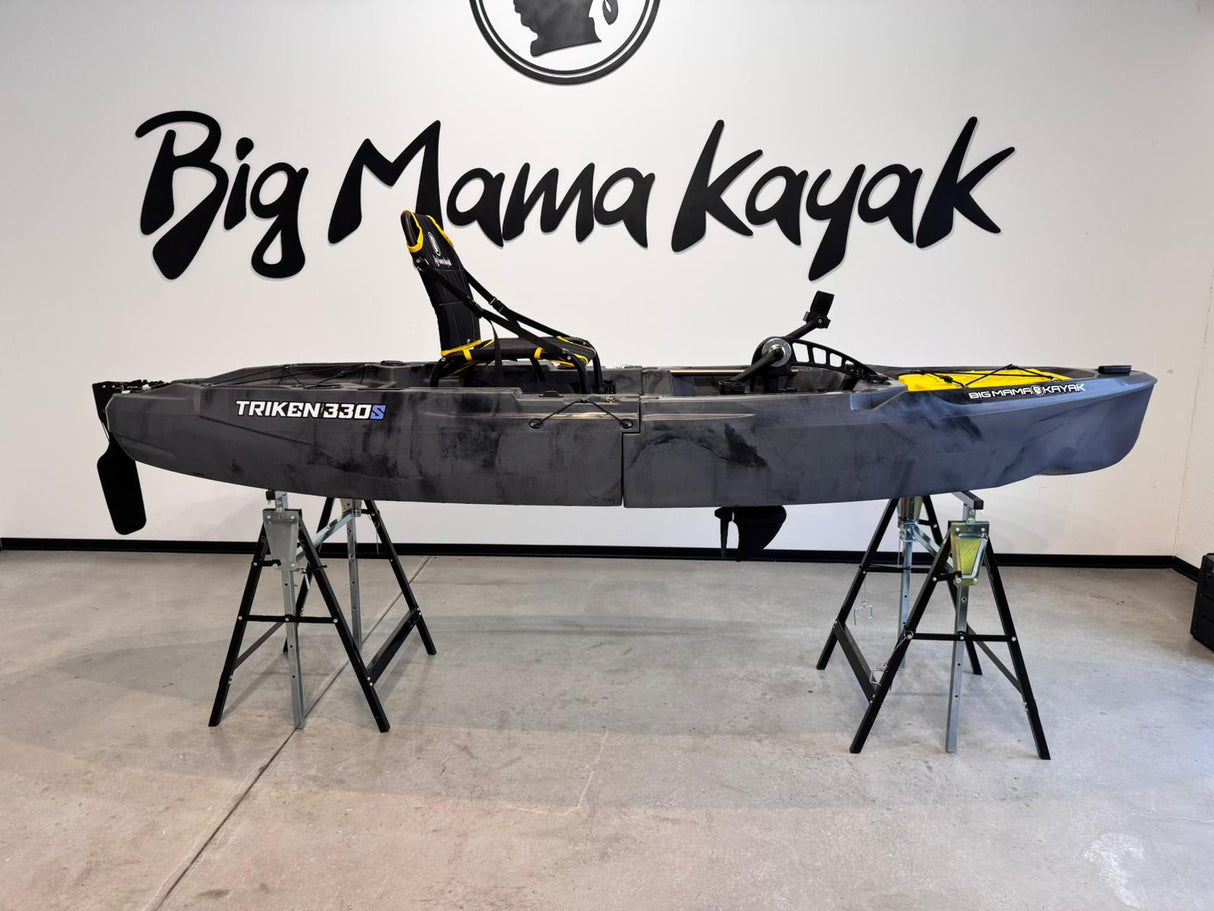 Kayak fishing a Pedali divisibile Big Mama Triken 330 S divisibile + supporto motore centrale + motore Minn Kota RIPTIDE TRANSOM 40 + pedaliera