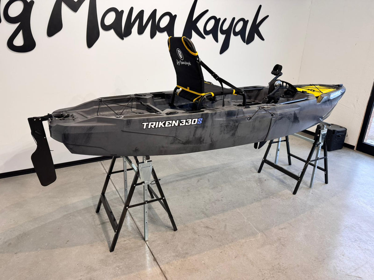Kayak fishing a Pedali divisibile Big Mama Triken 330 S divisibile + supporto motore centrale + motore Minn Kota RIPTIDE TRANSOM 40 + pedaliera
