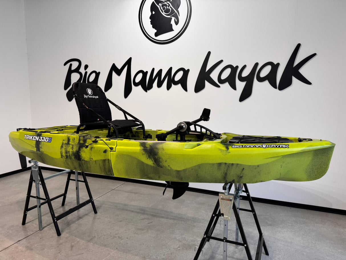 Kayak fishing a Pedali divisibile Big Mama Triken 330 S divisibile + supporto motore centrale + motore Minn Kota RIPTIDE TRANSOM 40 + pedaliera