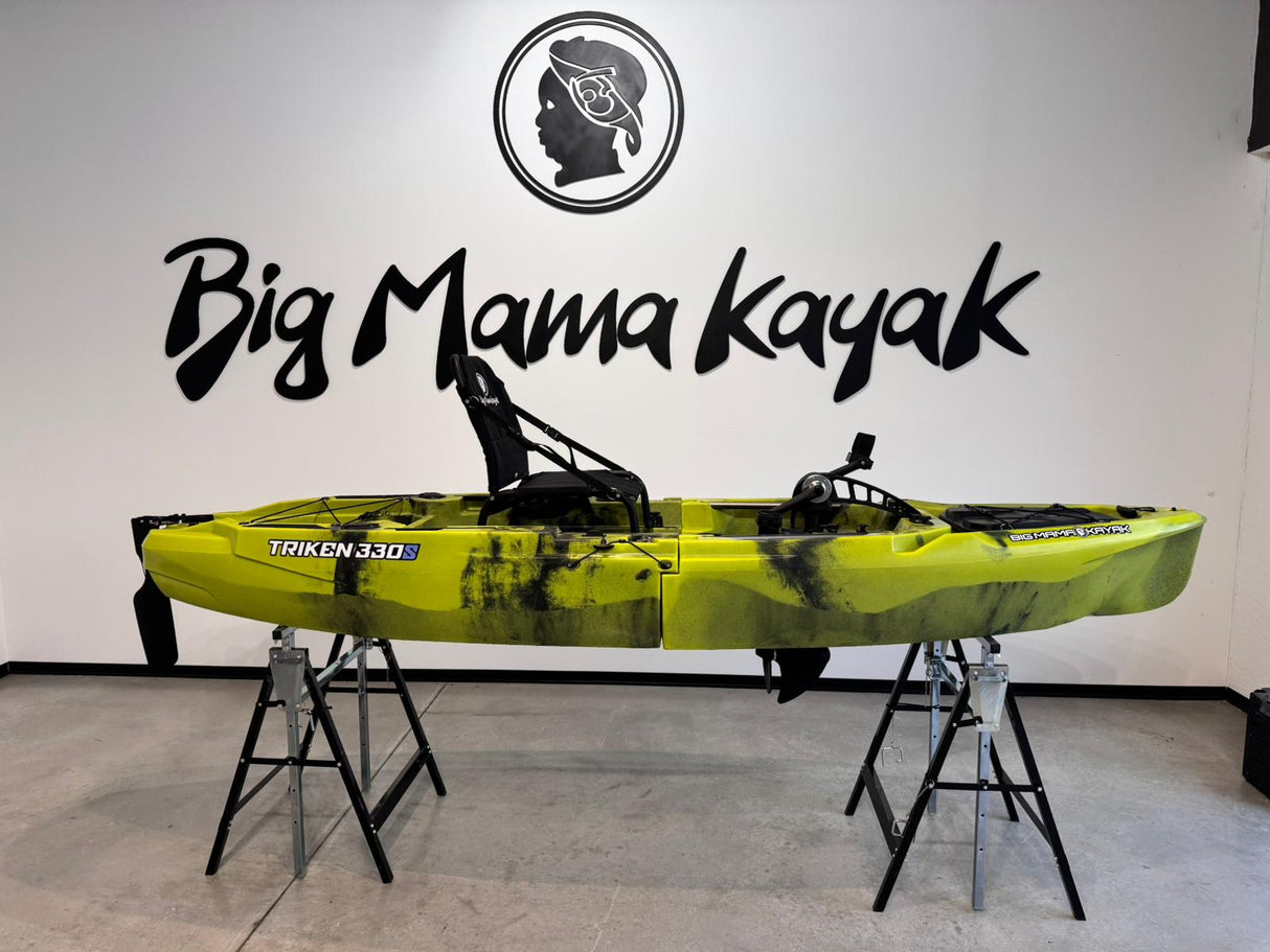 Kayak fishing a Pedali divisibile Big Mama Triken 330 S divisibile + supporto motore centrale + motore Minn Kota RIPTIDE TRANSOM 40 + pedaliera