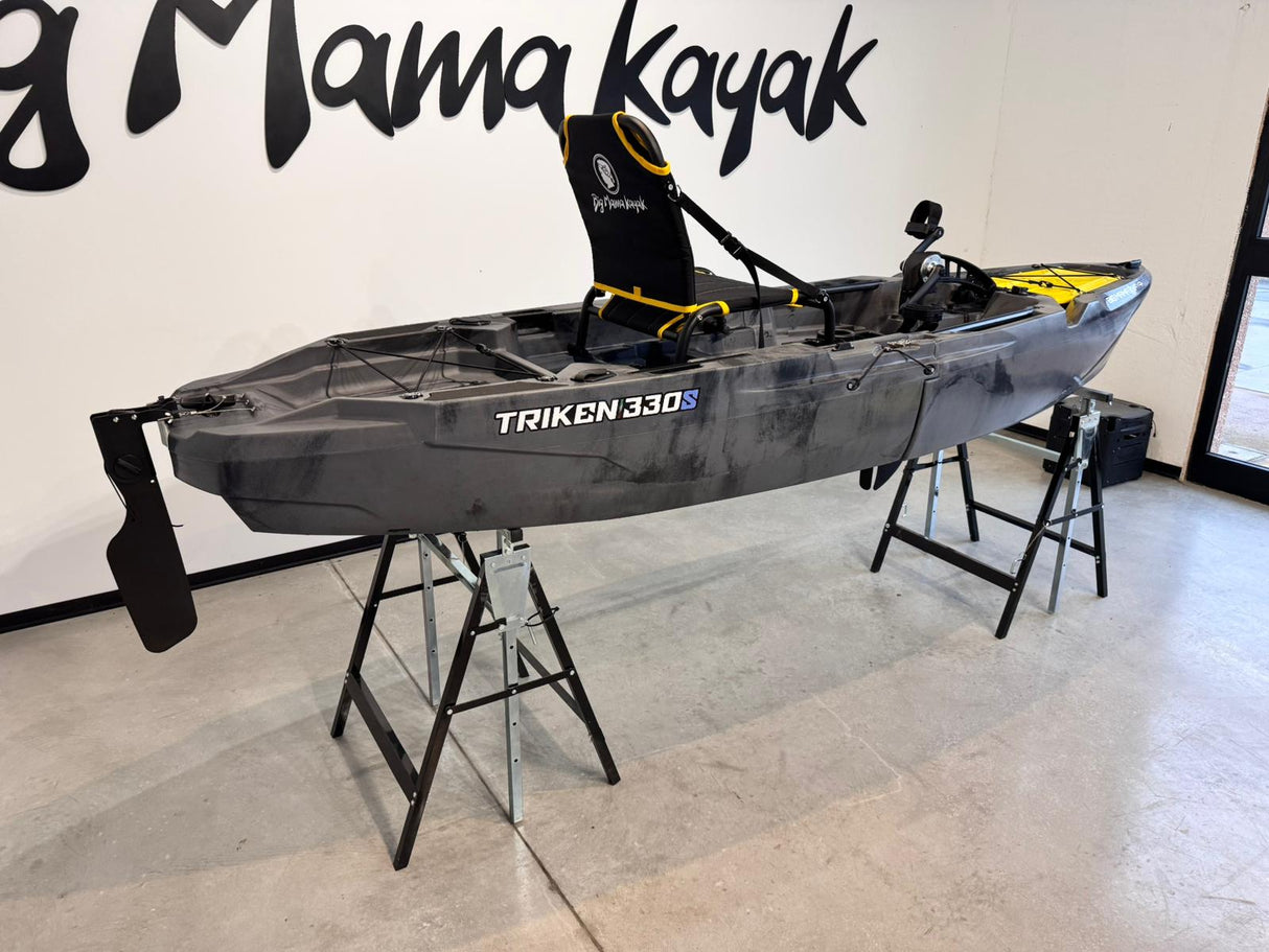 Kayak fishing a Pedali divisibile Big Mama Triken 330 S divisibile + supporto motore centrale + motore Minn Kota RIPTIDE TRANSOM 40 + pedaliera