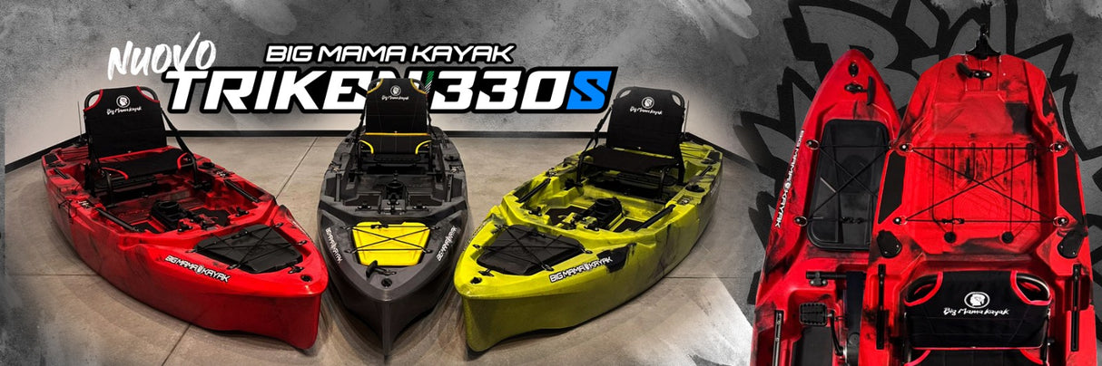 Kayak fishing a Pedali divisibile Big Mama Triken 330 S divisibile + supporto motore centrale + motore Minn Kota RIPTIDE TRANSOM 40 + pedaliera