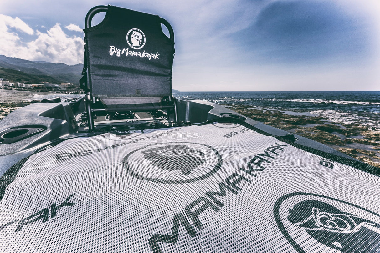 Triken 350 Big Mama Kayak -kayak da pesca a pedali con 4 portacanne, 2 gavoni, timone, sistema di pedali, sedile rialzato e pagaia