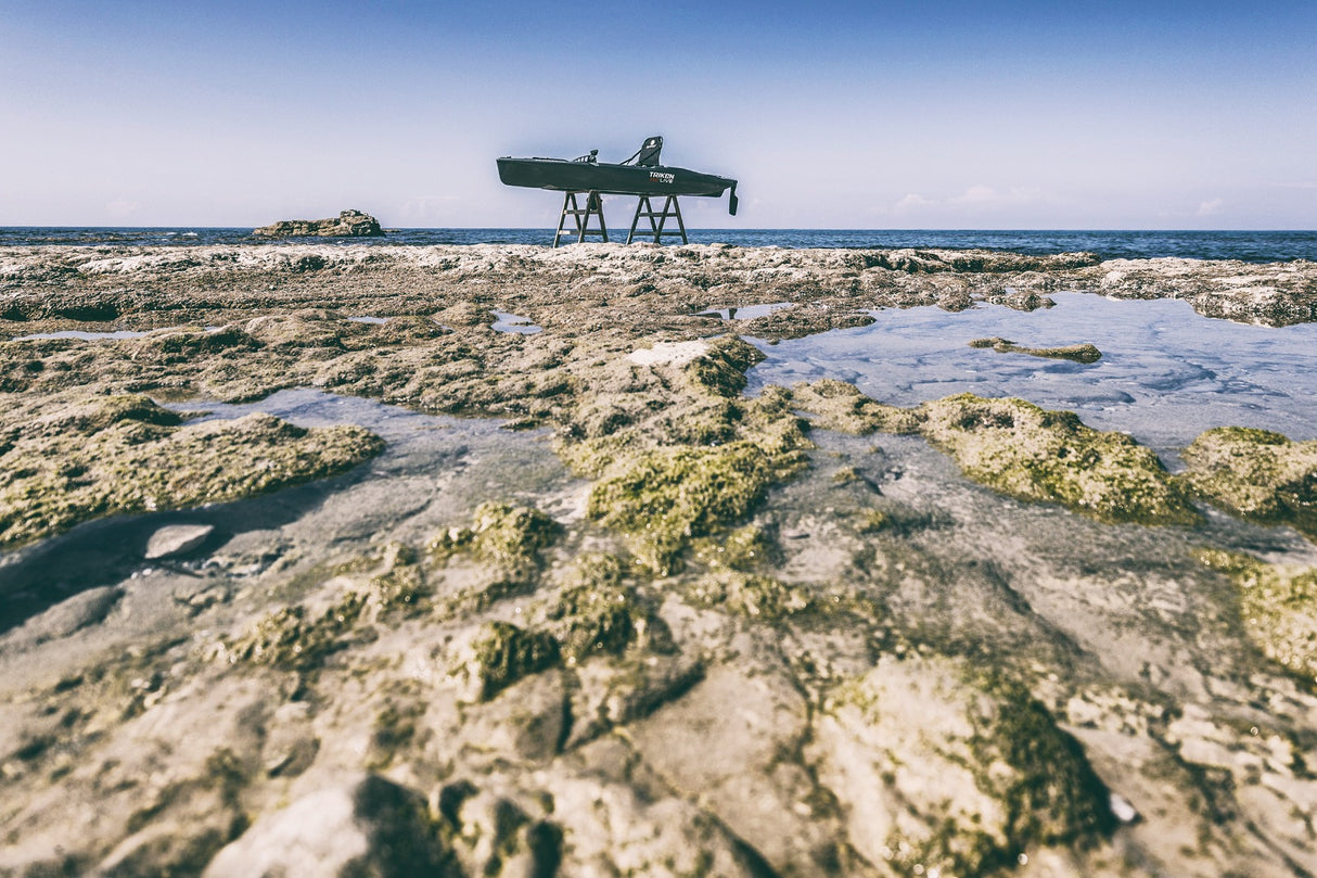 Triken 350 Big Mama Kayak -kayak da pesca a pedali con 4 portacanne, 2 gavoni, timone, sistema di pedali, sedile rialzato e pagaia