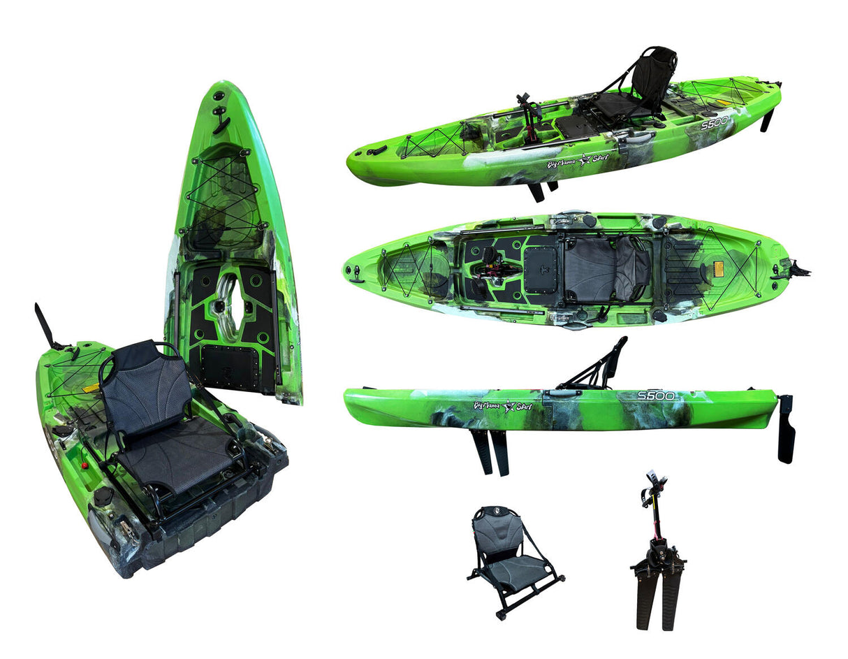 Kayak monoposto divisibile a pedali con pinne BIG MAMA START S500 componibile