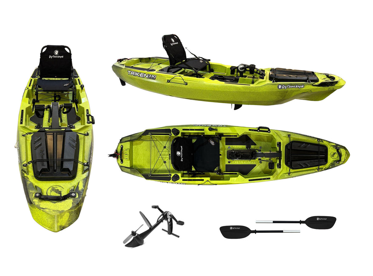 Big Mama Kayak a pedali Triken 330 con Pulpito Inox + Piastra sgancio rapido + motore Terranova KAYAK MINN KOTA 55lb, GPS + ECOSCANDAGLIO HELIX 7