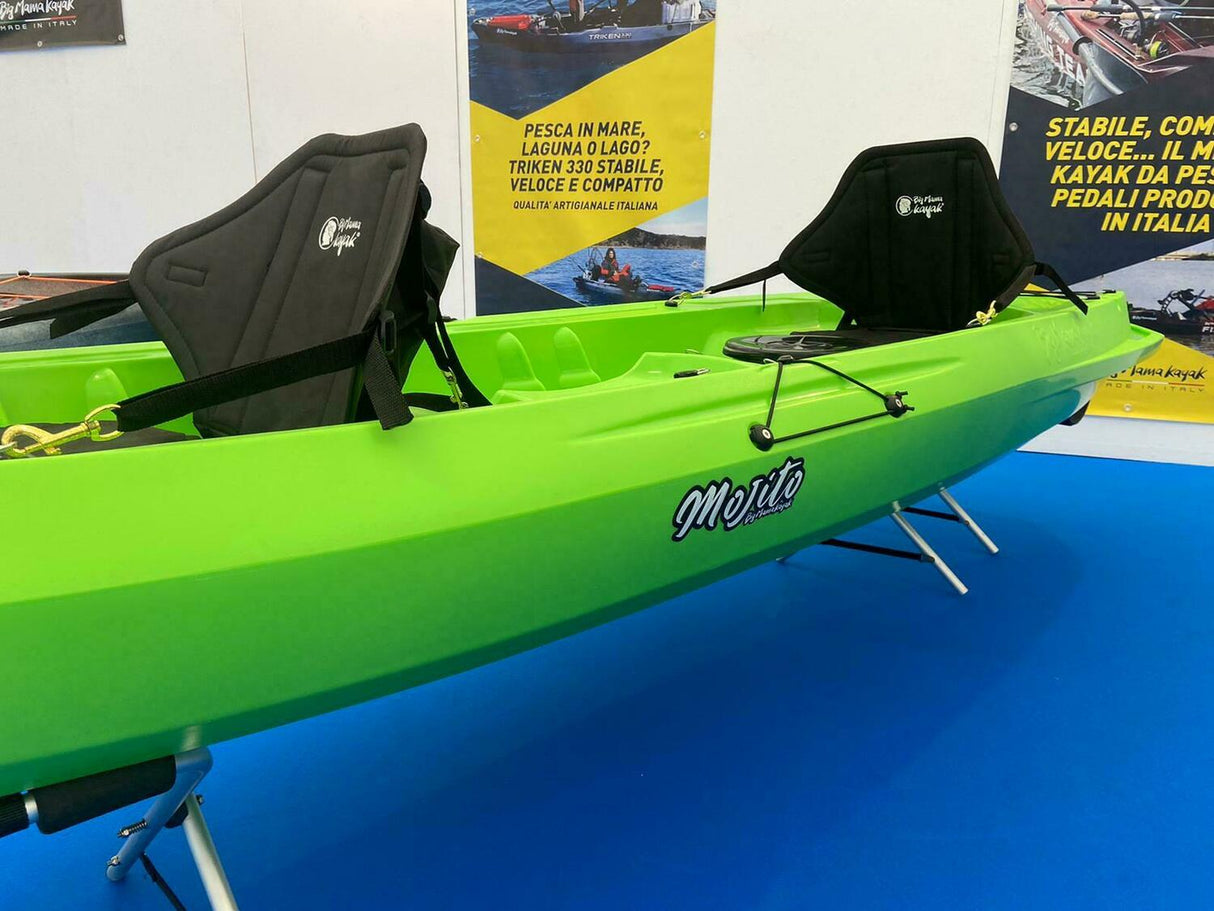 MOJITO BIG MAMA KAYAK canoa con 2 + 1 Posti, 380 Cm + 2 Gavoni + 2 ruote integrate + 2 Pagaie + 2 Seggiolini (FULL PACK) - MADE IN ITALY
