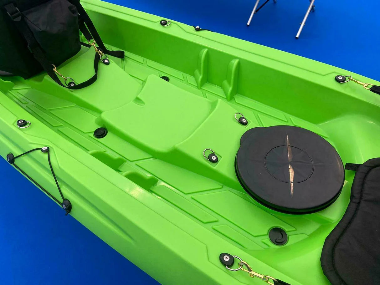 Kayak biposto Mojito FISHING Big Mama Kayak canoa con 2 + 1 Posti 380 Cm + 2 Pagaie + 2 seggiolini + 2 Gavoni + 2 ruote integrate + 4 portacanne (FULL PACK)