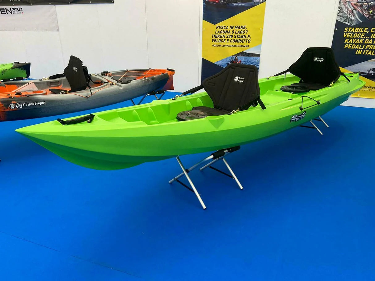 Kayak biposto Mojito FISHING Big Mama Kayak canoa con 2 + 1 Posti 380 Cm + 2 Pagaie + 2 seggiolini + 2 Gavoni + 2 ruote integrate + 4 portacanne (FULL PACK)