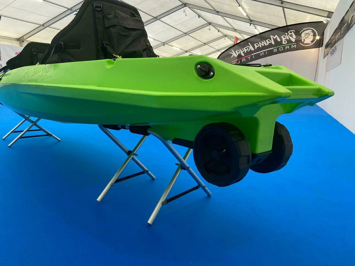 Kayak biposto Mojito FISHING Big Mama Kayak canoa con 2 + 1 Posti 380 Cm + 2 Pagaie + 2 seggiolini + 2 Gavoni + 2 ruote integrate + 4 portacanne (FULL PACK)