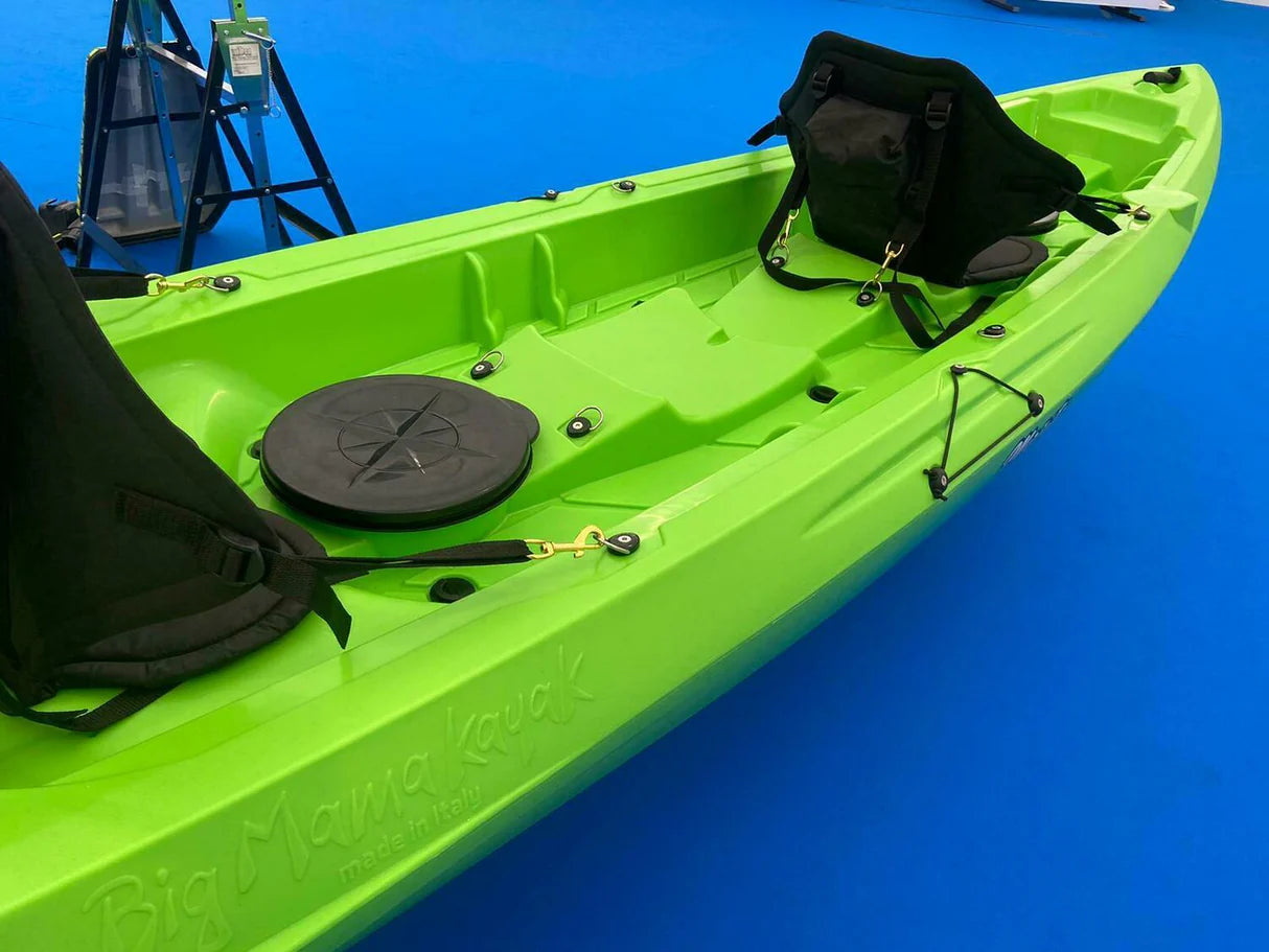 Kayak biposto Mojito FISHING Big Mama Kayak canoa con 2 + 1 Posti 380 Cm + 2 Pagaie + 2 seggiolini + 2 Gavoni + 2 ruote integrate + 4 portacanne (FULL PACK)