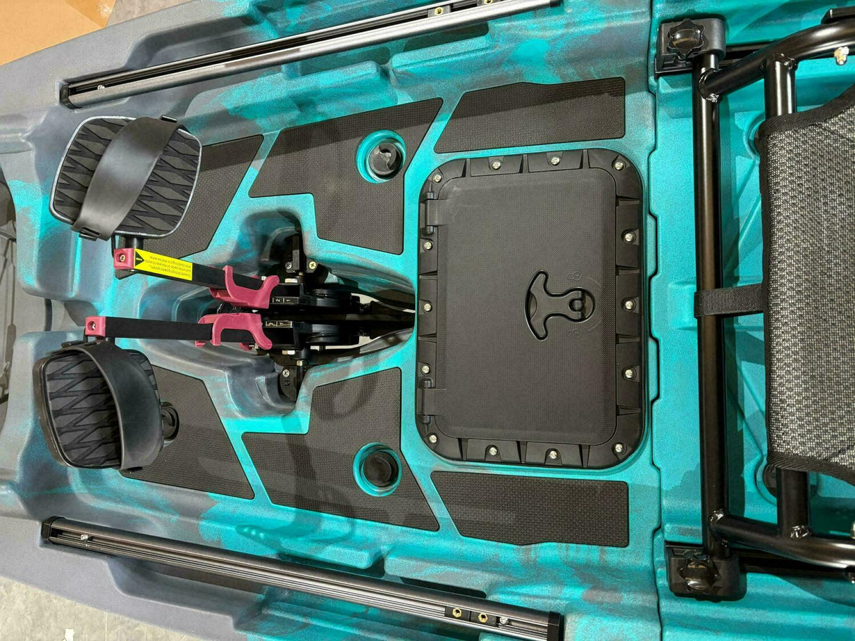 Kayak monoposto divisibile a pedali con pinne Big Mama START S500 componibile + motore Bixpy K1 Angler PRO Kit Outboard con batteria inclusa PP-768 Wh + Adattatore Low Profile Thruhull Pedal Drive