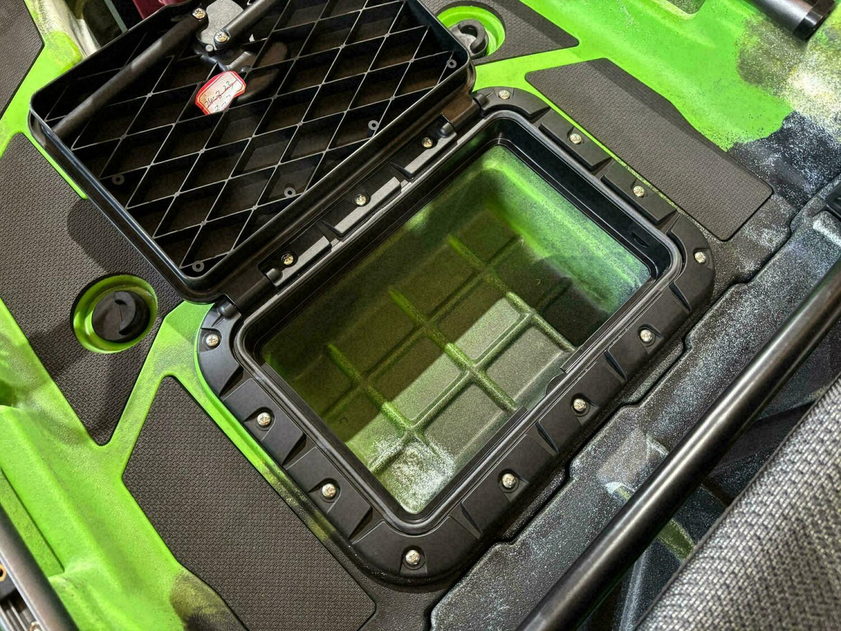 Kayak monoposto divisibile a pedali con pinne Big Mama START S500 componibile + motore Bixpy K1 Angler PRO Kit Outboard con batteria inclusa PP-768 Wh + Adattatore Low Profile Thruhull Pedal Drive