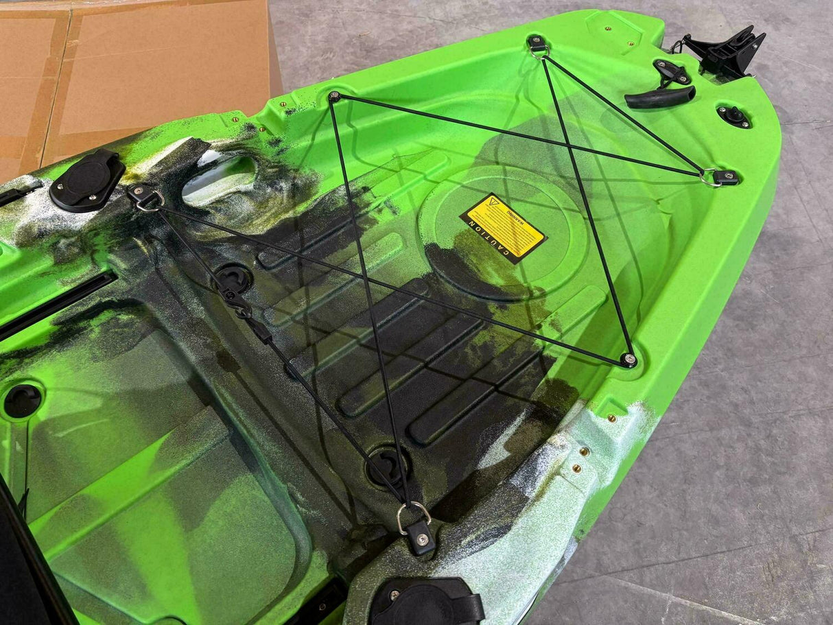 Kayak monoposto divisibile a pedali con pinne Big Mama START S500 componibile + motore Bixpy K1 Angler PRO Kit Outboard con batteria inclusa PP-768 Wh + Adattatore Low Profile Thruhull Pedal Drive