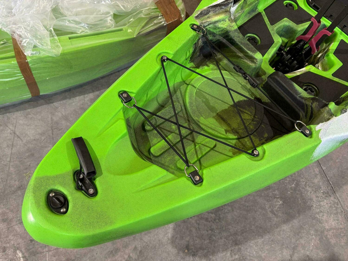 Kayak monoposto divisibile a pedali con pinne Big Mama START S500 componibile + motore Bixpy K1 Angler PRO Kit Outboard con batteria inclusa PP-768 Wh + Adattatore Low Profile Thruhull Pedal Drive