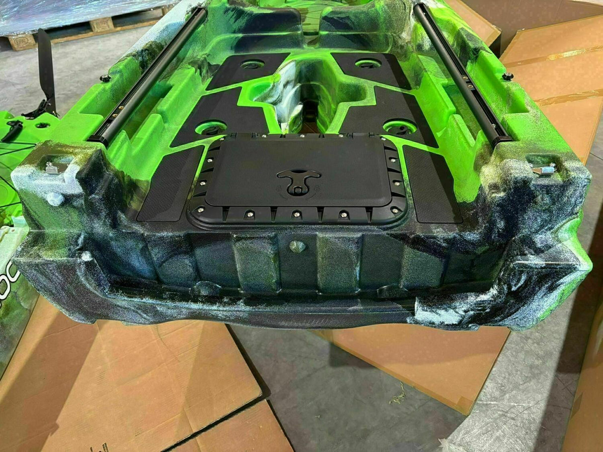 Kayak monoposto divisibile a pedali con pinne Big Mama START S500 componibile + motore Bixpy K1 Angler PRO Kit Outboard con batteria inclusa PP-768 Wh + Adattatore Low Profile Thruhull Pedal Drive