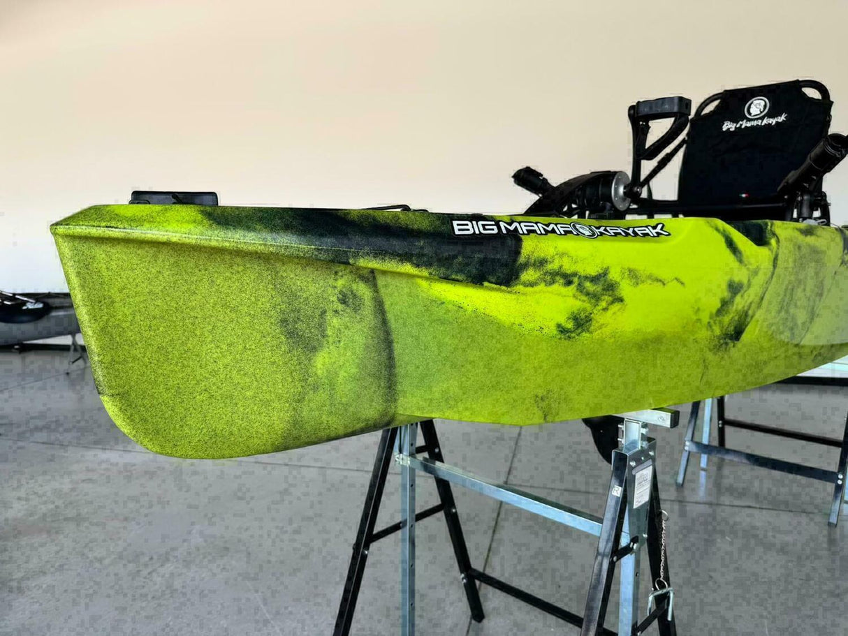 canoa monoposto divisibile a pedali con elica BIG MAMA KAYAK TRIKEN 330 LIVE S componibile + motore Bixpy K1 Angler PRO Kit Outboard con batteria inclusa PP-768 Wh + Adattatore centrale vano copripedali