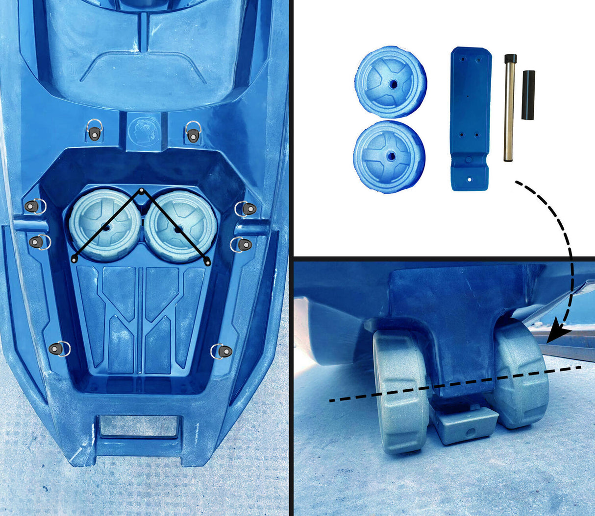 MOJITO BIG MAMA KAYAK canoa con 2 + 1 Posti, 380 Cm + 2 Gavoni + 2 ruote integrate + 2 Pagaie + 2 Seggiolini (FULL PACK) - MADE IN ITALY