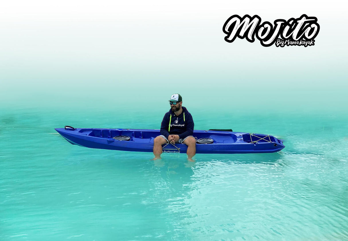 MOJITO BIG MAMA KAYAK canoa con 2 + 1 Posti, 380 Cm + 2 Gavoni + 2 ruote integrate + 2 Pagaie + 2 Seggiolini (FULL PACK) - MADE IN ITALY