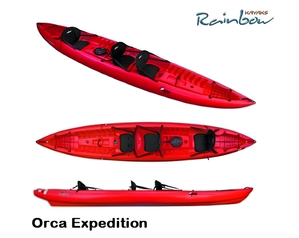 Rainbow Orca Expedition - Canoa Sit On Top 3 Posti 420 Cm + Gavoni + 3 Sedili