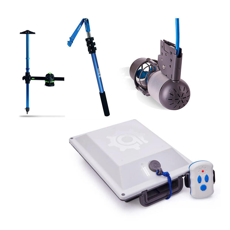 Motore elettrico per kayak Bixpy K1 Outboard Kit con batteria PP-378 Wh v4 + Adattatore Bixpy Railblaza Universal Hexx + Add Pole Steering con maniglia telescopica